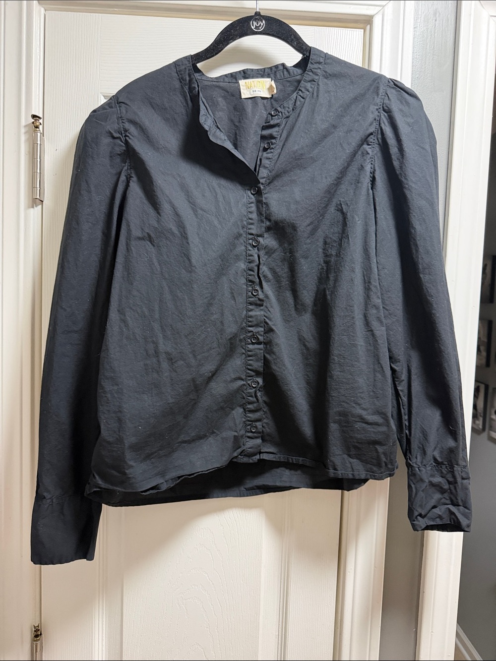 Nation LTD Black Button-Front Long Sleeve Top